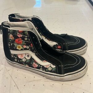 Vans Off the Wall High-Top Kids Sneakers - Floral, Suede, Kids Size 5